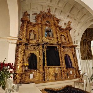 Colonial religious art inside a church in Sucre Bolivia