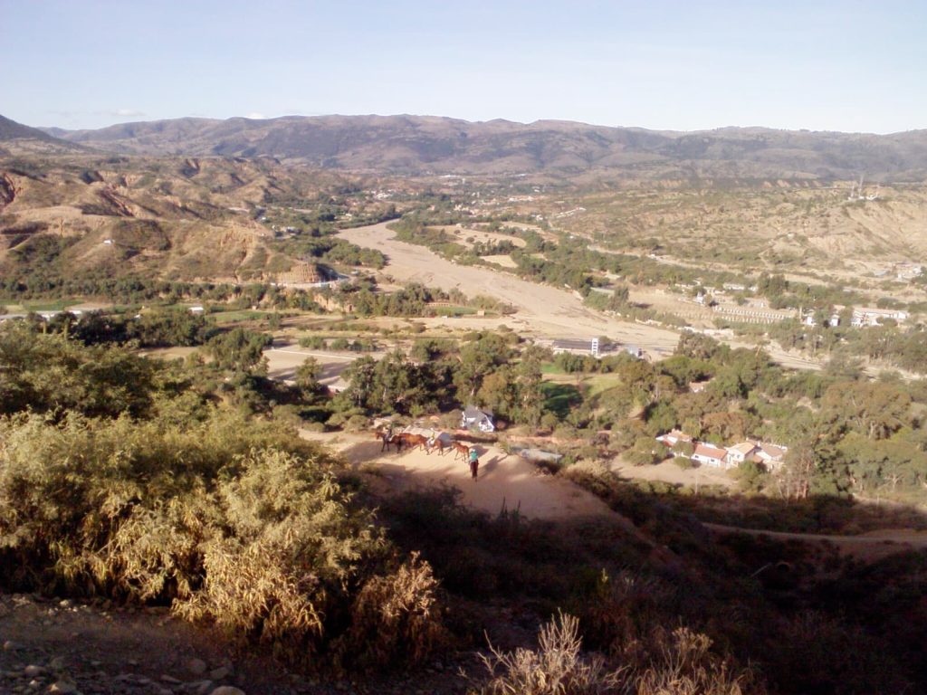 Horseback riding through the scenic Andean countryside near Sucre, Bolivia