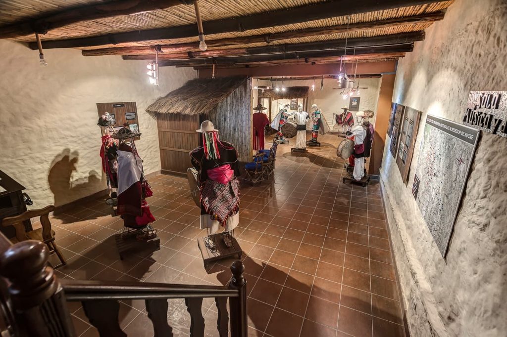 Traditional indigenous clothing displayed at the ASUR Textile Museum in Sucre Bolivia