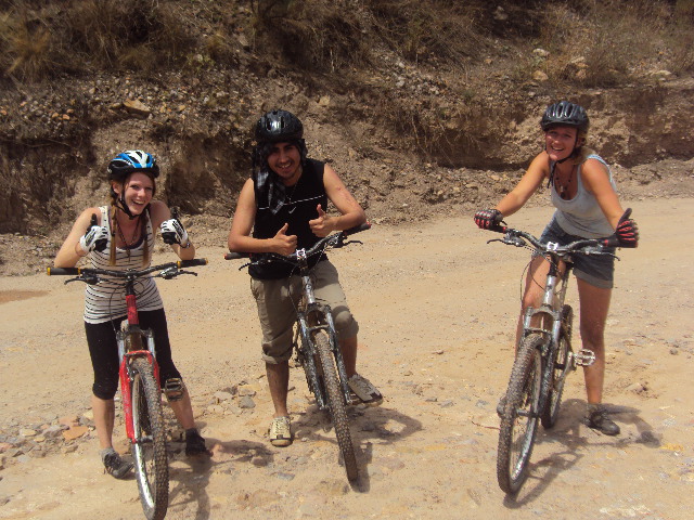 Mountain bikers exploring scenic trails near Sucre Bolivia