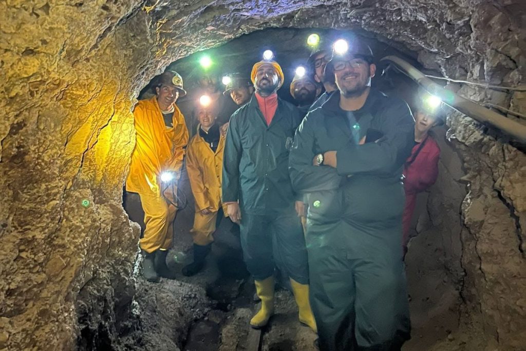Tourists exploring the Cunti Mine in Potosí, Bolivia