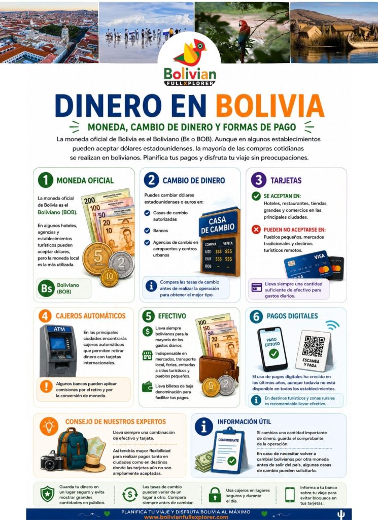 Dinero en Bolivia: moneda, cambio de dinero y formas de pago