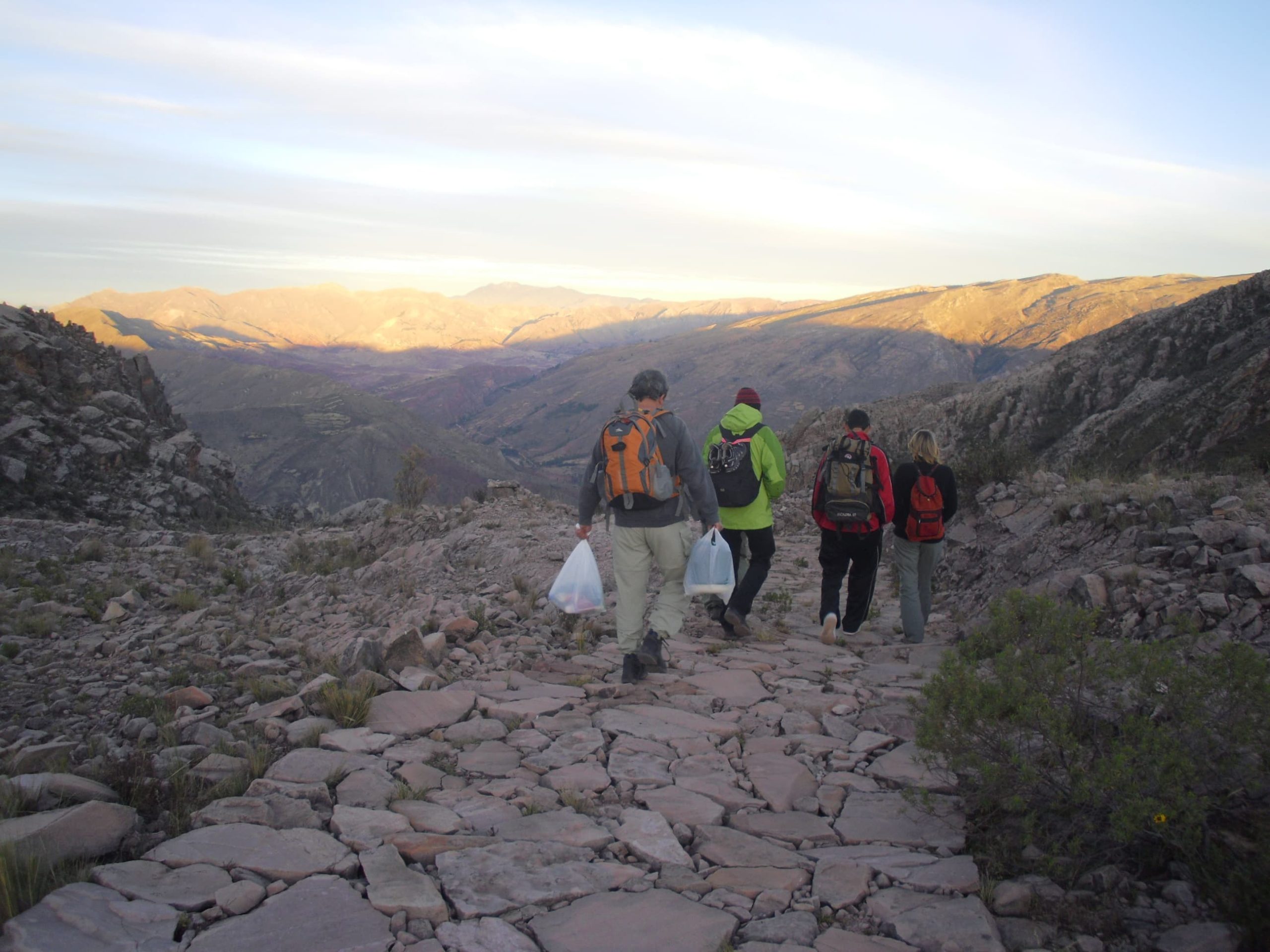 Hikers on the Chataquila Pre-Hispanic Trail near Sucre, Bolivia