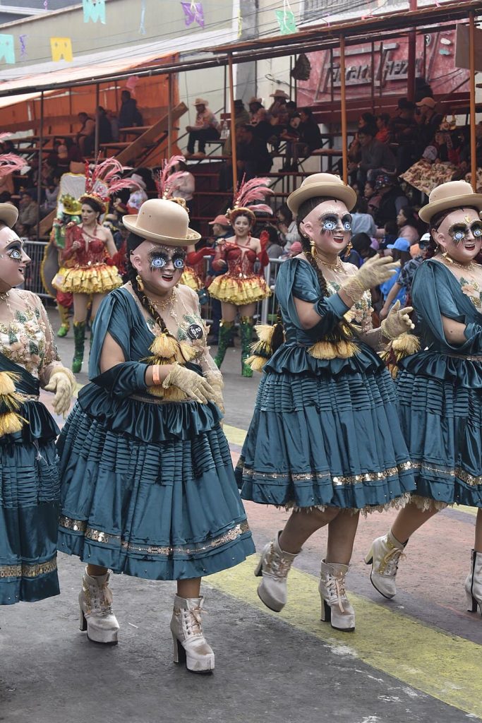 Morenada dancers wearing traditional costumes at Oruro Carnival 2026