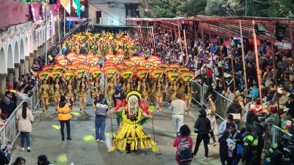 Tobas dancers performing at the Oruro Carnival in Bolivia